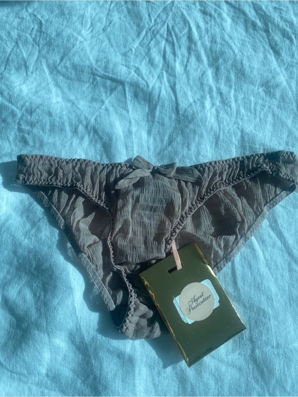 Agent Provocateur Soirée Brown Ruched Bikini Bottom with Bow